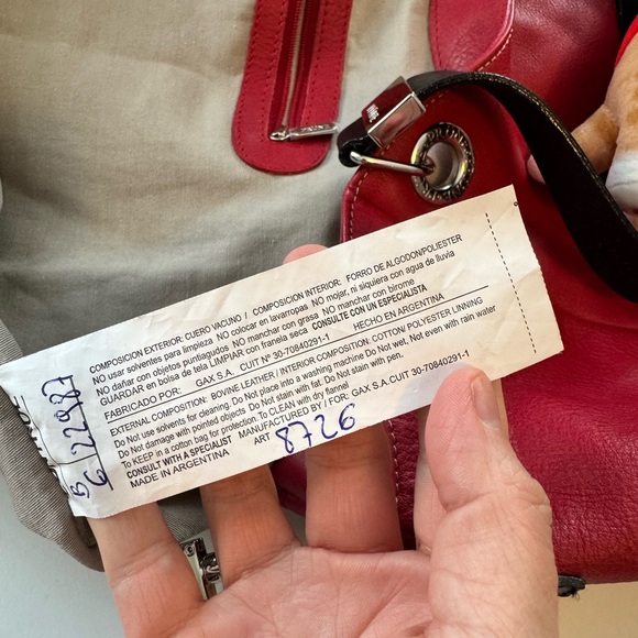 Prune red leather hobo bag w hello kitty car bag charm boho - Picture 10 of 14